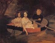 Karl Briullov, Portrait of the Artist with Baroness Yekaterina Meller-akomelskaya and her Daughter in a Boat